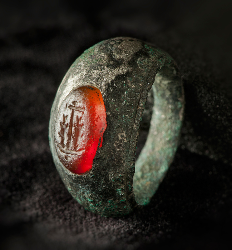 Silver ring set with an intaglio. Image: Durham University