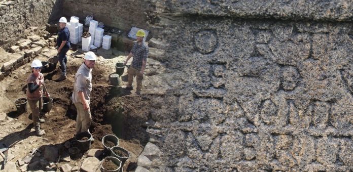 Excavating inside the Roman bath house. Image: Durham University