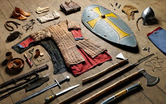 1066 huscarl, Battle of Hastings ‘The Anglo-Saxon warrior at Hastings is perhaps not so very different from the British “Tommy” in the trenches,’ photographer Thom Atkinson says. At the Battle of Hastings, soldiers' choice of weaponary was extensive. For a full list of the items displayed, click here Picture: THOM ATKINSON