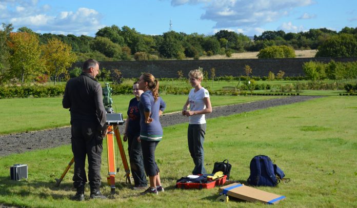 Training in topographic survey. Image: Doug Rocks-Macqueen [David Connolly's Camera though!]