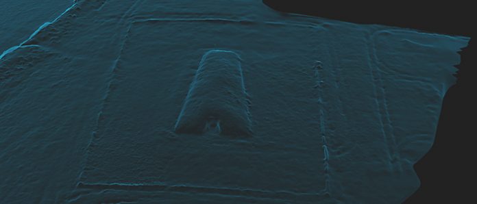 Digital model of a long barrow, derived from aerial survey data. Image: Stephen Gray CC BY 2.0