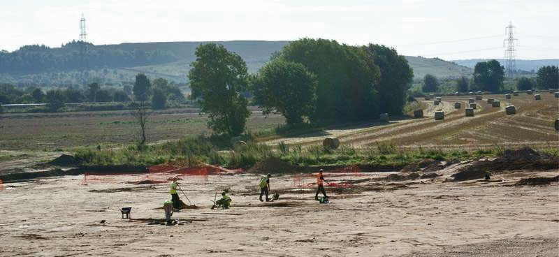 Team from Wessex Archaeology on the first phase of archaeological works at Rossington Inland Port, near Doncaster, South Yorkshire. 