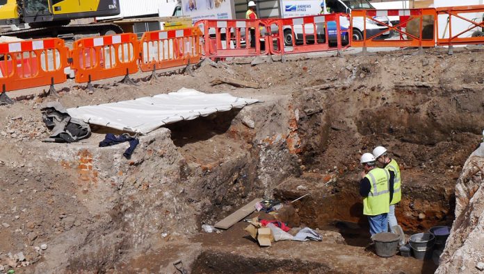 Excavation in Colchester High Street. Image: Colchester Archaeological Trust