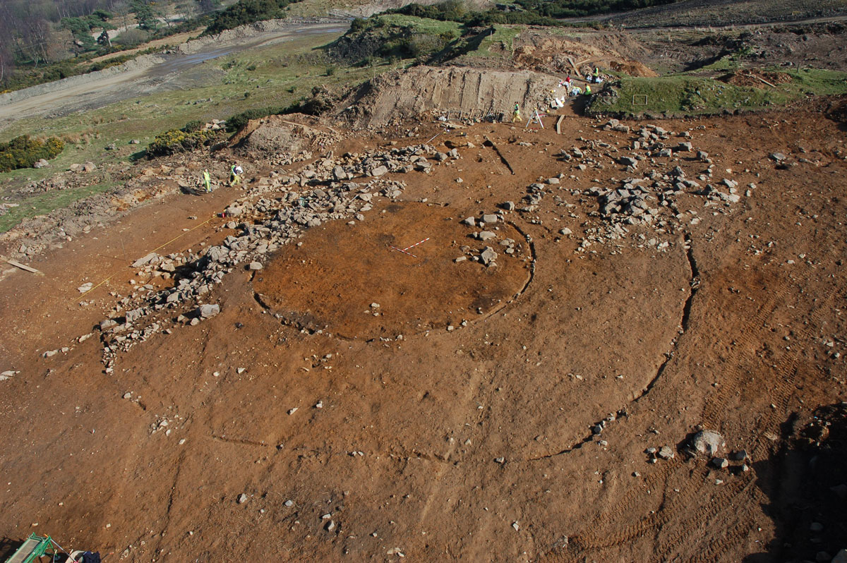 Aerial view of Ravelrig palisaded settlement © GUARD Archaeology Ltd