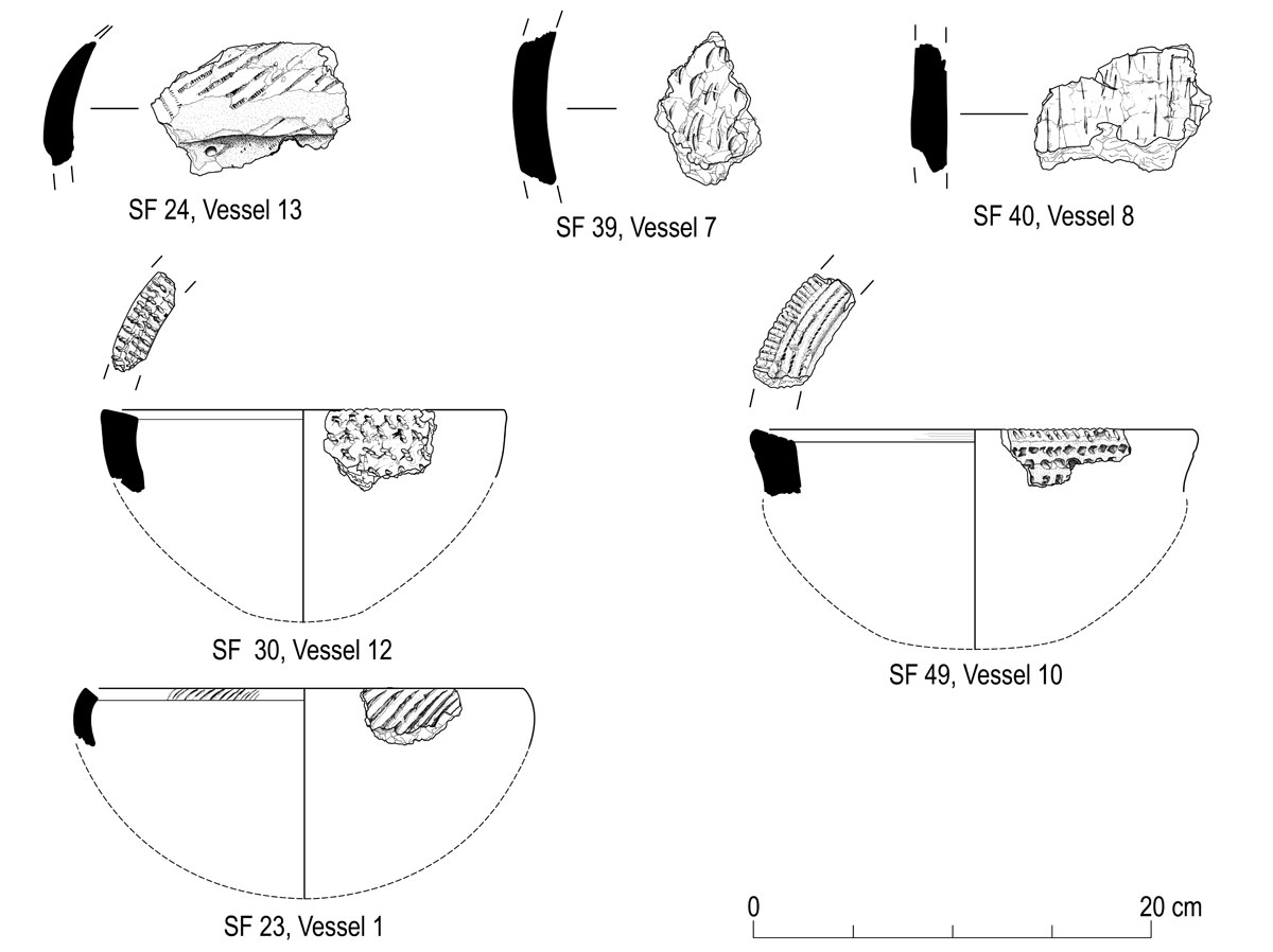 Prehistoric ceramic fragments from Monkton © GUARD Archaeology Ltd