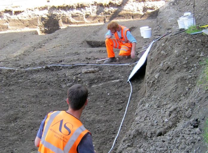 Excavation and recording at the Shire Hall site. Image: Archaeological Solutions Ltd