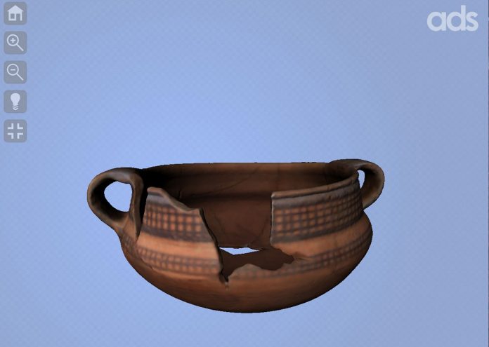Blue/Black on Red Jar, ID 76449 in the ADS 3D viewer. © Egypt Exploration Society, Amarna Trust