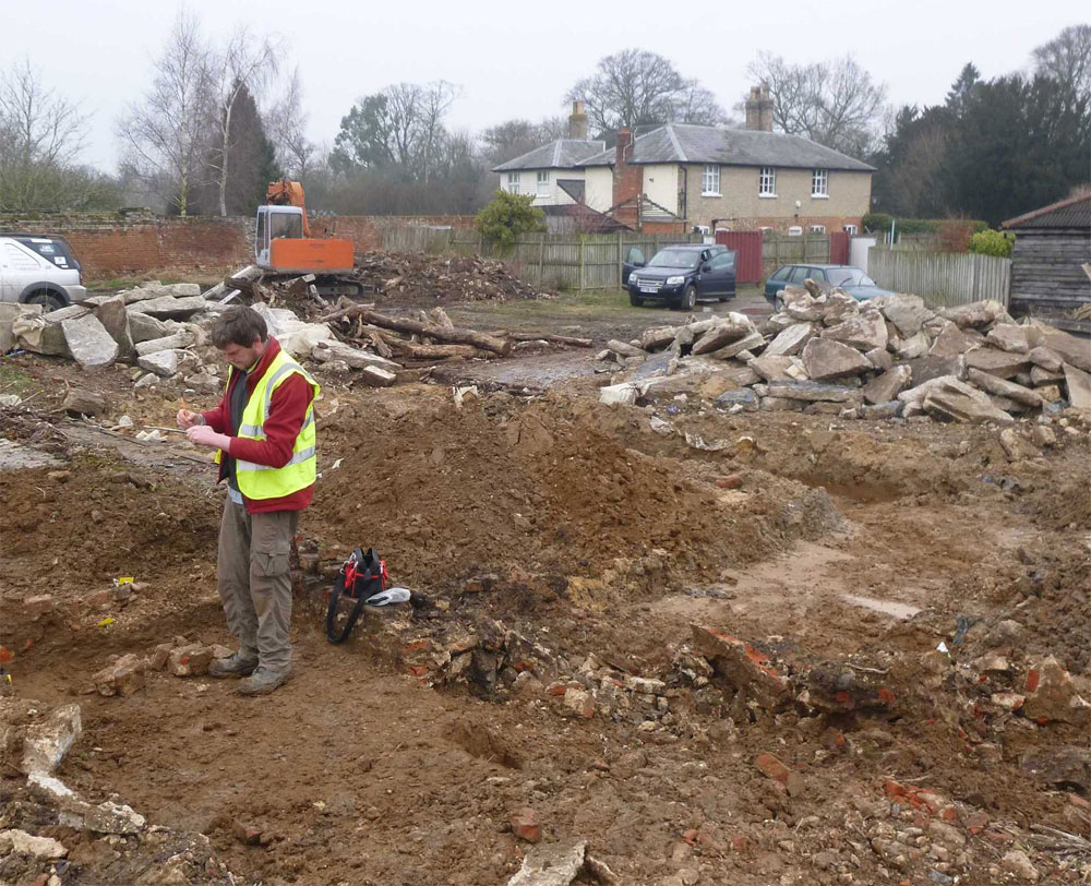 Part of the site and a brick plinth of the historic barn. Image: CAT