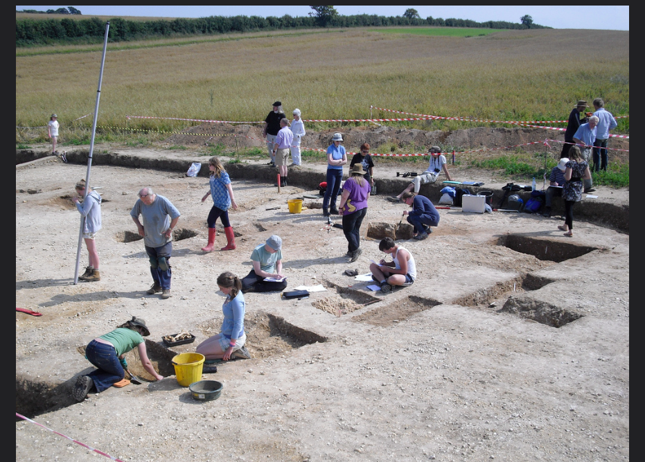 BERTs excavating a host of late Anglo-Saxon features including ditches, pits, post holes and ‘beam slots’. (Image: Philip Hill)