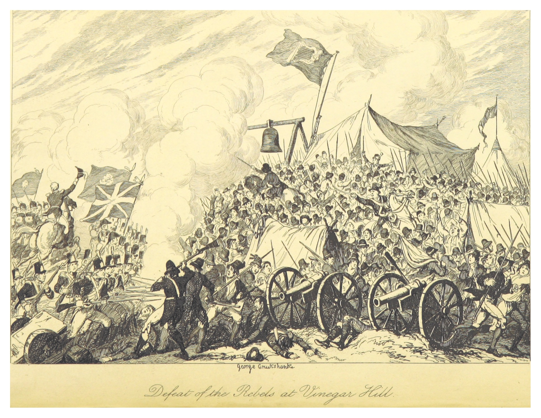 Defeat at Vinegar Hill - illustrated by George Cruikshank (1845).