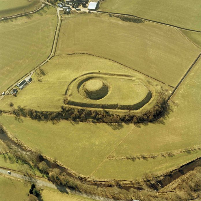 Aerial photograph of Mote of Urr. © Historic Environment Scotland.