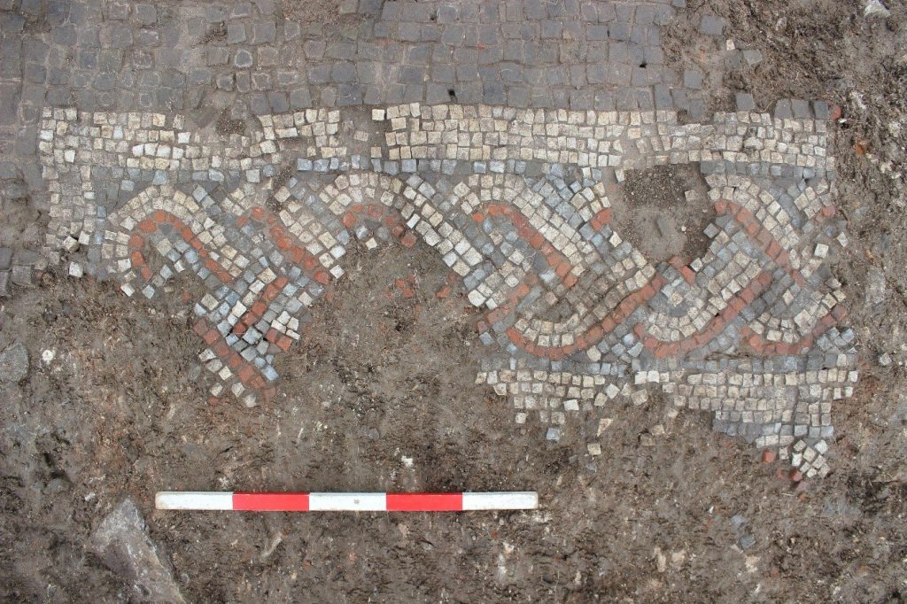 Remnants of mosaic from one of the rooms of the building