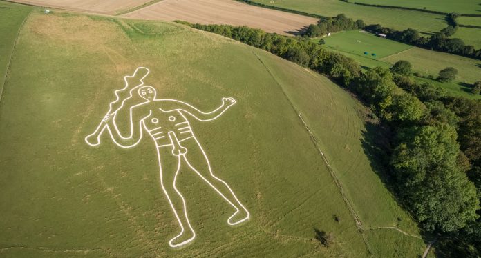 Cerne Abbas giant from the air. National Trust Images_Mike Calnan_James Dobson