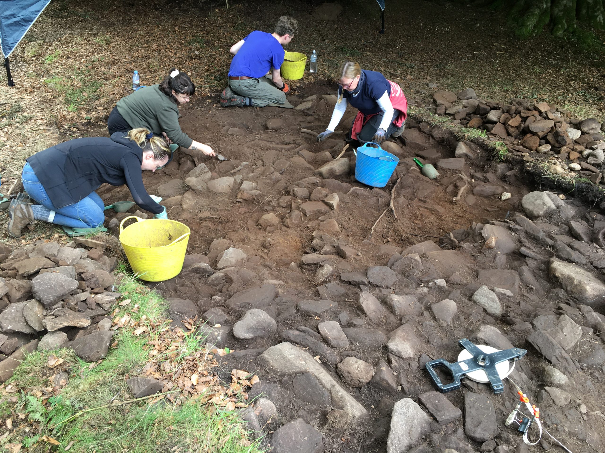 The broch wall under excavation