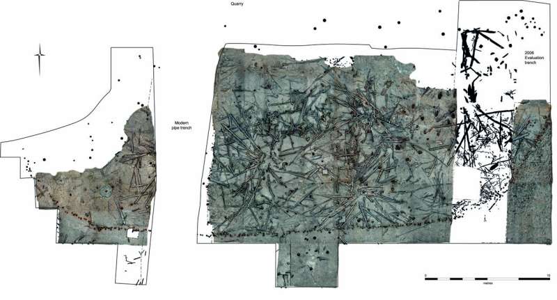 A photogrammetry visualisation of the Bronze Age settlement excavated at Must Farm.  Credit: Cambridge Archaeological Unit 